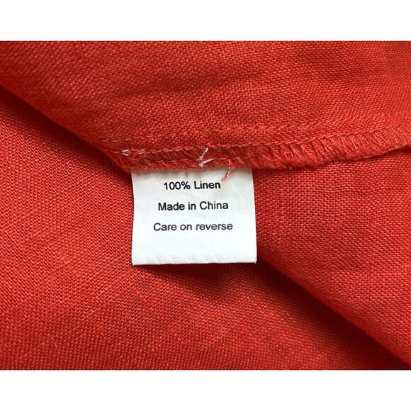 Hiho Tortola BVI Rachel Dress Women’s Small 100% Linen Orange Embroidered Beach - Picture 7 of 8